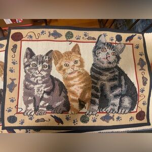 Set of 2 Cat Tapestry Placemats | Woven Cats Yarn Design | 14x18